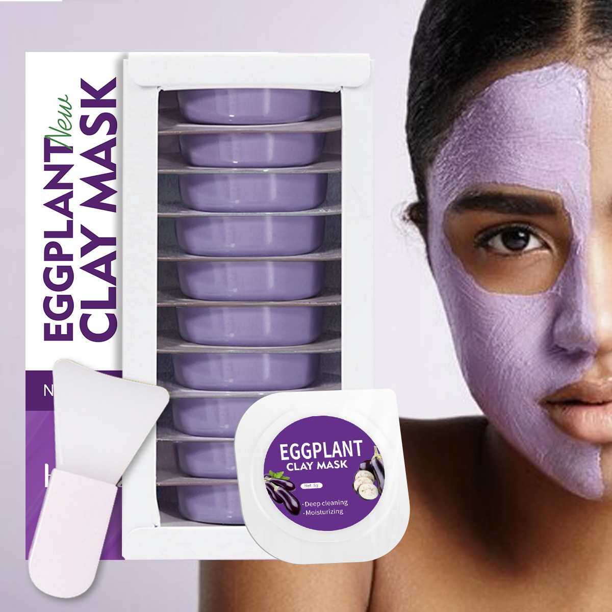 Mud Mask Kaolin - 5g/0.17 oz * 10 Aubergine klei
