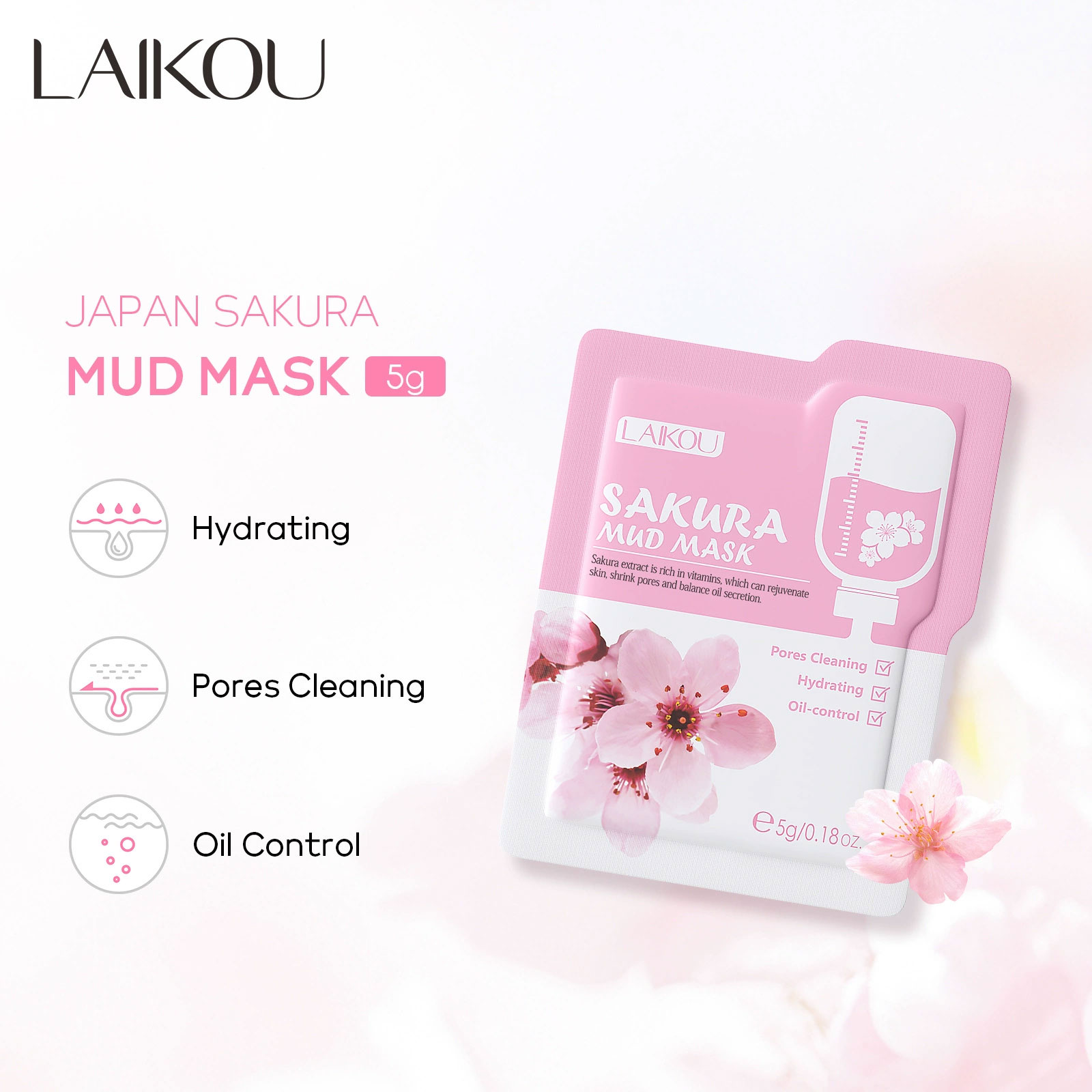 10 stuksLAIKOU Sakura modderma - Mud Mask Kaolin recensie en prijs